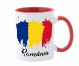 Cana maner rosu personalizata Romania, Model 1, INOVATIX&reg;. 330ml