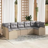 VidaXL Set de canapele pentru grădină cu pernă 7 pcs Bej, gri deschis