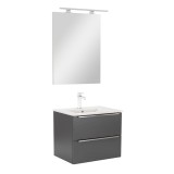 Mobilier Baie Vario Trim 60, Antracit, Suspendat, Lavoar Ceramic Inclus, 60x52x46 cm