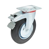 Roata pivotanta industriala 200x44 mm cu frana, placa otel, 140 kg