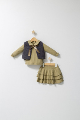 Set 3 piese: fustita, bluzita si vestuta eleganta pentru bebelusi Fun Penguin, Tongs baby (Culoare: Crem, Marime: 9-12 luni) foto