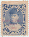 1893, 2 Cents &#039;Provisional govt.&#039; - Regina Liliuokalani - Hawaiian, SUA, Nestampilat