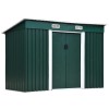 Casuta/magazie/sopron de gradina pentru depozitare unelte, cu structura baza inclusa, otel si PP, verde, 261x131x182 cm, ART