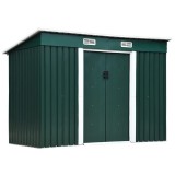 Casuta/magazie/sopron de gradina pentru depozitare unelte, cu structura baza inclusa, otel si PP, verde, 261x131x182 cm, ART