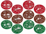 Cumpara ieftin Set 12 suporturi pahare Craciun textil multicolor 12 cm