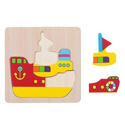 Puzzle lemn, Vapor multicolor, 5 piese foto