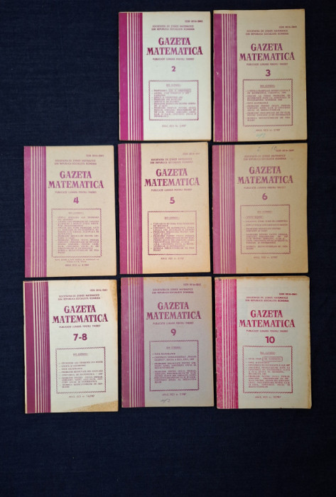 Gazeta Matematica, anul XCII, nr. 2,3,4,5,6,7-8,9,10 anul 1987 Serie incompleta
