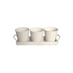 Set decorativ 3 ghivece cu suport, culoare bej, MN011661, Feronya foto