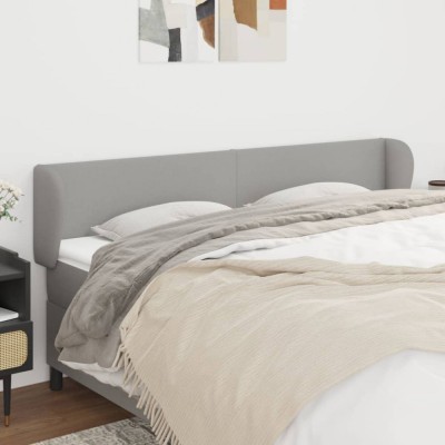 vidaXL Tăblie de pat cu aripioare gri deschis 163x23x78/88 cm textil 3116870 foto