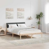 vidaXL Cadru de pat maro și gri &icirc;nchis 135 x 190 cm Lemn masiv de pin 878690