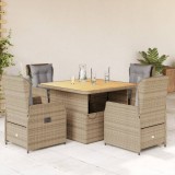 VidaXL Set mobilier de grădină cu perne, 5 piese, bej, poliratan