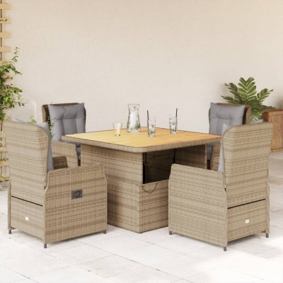vidaXL Set mobilier de grădină cu perne, 5 piese, bej, poliratan foto