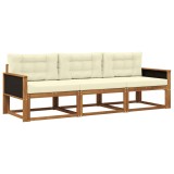 vidaXL Set de canapele de exterior cu pernă 3 pcs Natural și Crem 3382293