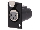 Conector XLR soclu mamă 3 PIN cu buton lipire neagră metal, CLIFF