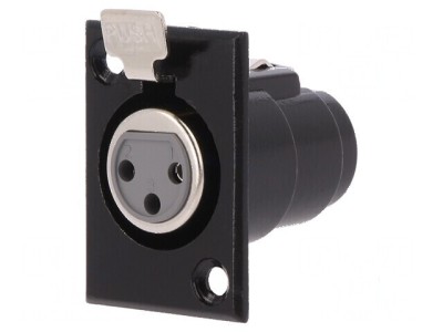 Conector XLR soclu mamă 3 PIN cu buton lipire neagră metal foto