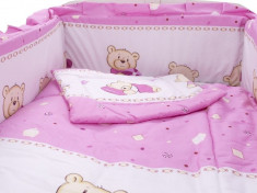 Lenjerie MyKids Teddy Toys Roz M1 5+1 Piese M2 120x60 cm foto