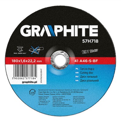 Disc debitare metal 180x1,6x22 mm GRAPHITE 57H718 HardWork ToolsRange foto