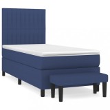 Cumpara ieftin Pat box spring cu saltea, albastru, 80x200 cm, textil