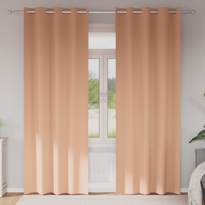 vidaXL Perdele cu perdele 2 pcs Maro deschis 260 x 140 cm Poliester foto