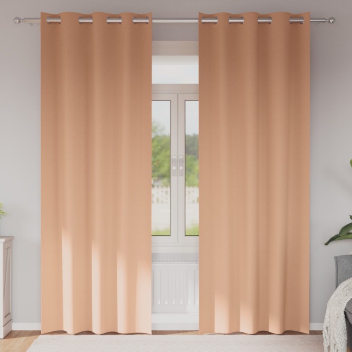 vidaXL Perdele cu perdele 2 pcs Maro deschis 260 x 140 cm Poliester