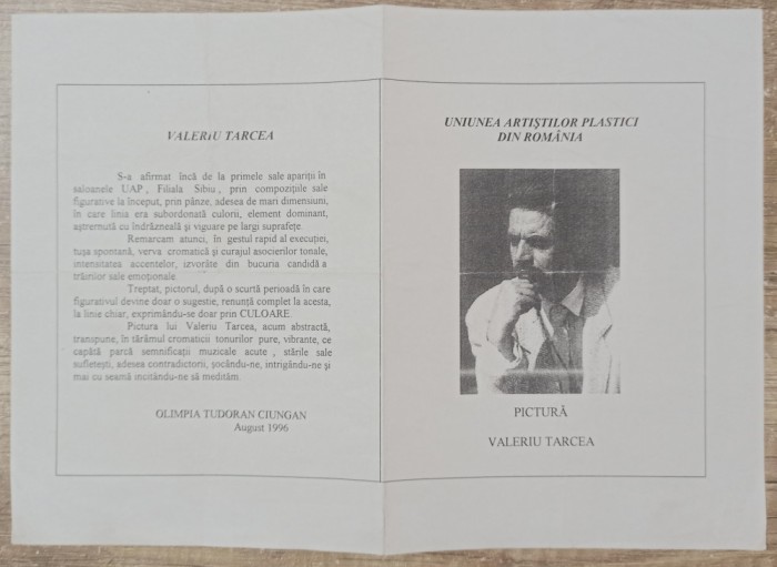 Pliant expozitie Valeriu Tarcea 1996