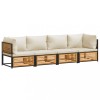 Set canapele de gradina cu perne, 4 piese, lemn masiv de acacia