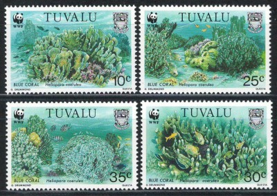 Tuvalu 1992 Mi 638/41 MNH - WWF: Coral albastru foto