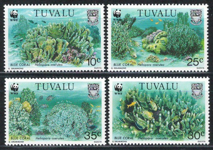 Tuvalu 1992 Mi 638/41 MNH - WWF: Coral albastru