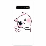 Husa silicon personalizata pentru Samsung Galaxy S10, Cute Kitty