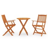 Cumpara ieftin Set mobilier de exterior pliabil, 3 piese, lemn masiv eucalipt
