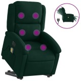 Cumpara ieftin Fotoliu electric masaj rabatabil/ridicare verde inchis catifea