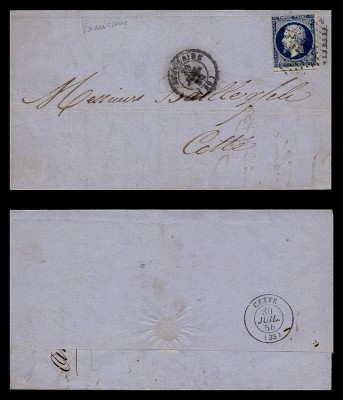 France 1856 Postal History Rare Cover + content Beaucaire to Cette D.189 foto