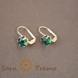 Cercei simpli si clasici cu cristal zirconia verde intens