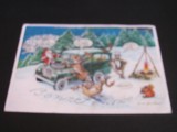Carte Poștală Umoristică Vintage 1995 &ndash; Moș Crăciun cu Land Rover, Ilustrație Andr&eacute; Le Guilloux,