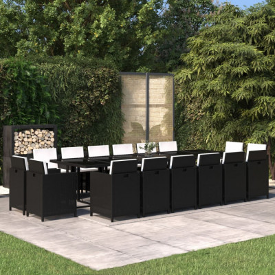 vidaXL Set mobilier de grădină cu perne, 17 piese, negru, poliratan foto