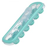 Cutie Cuburi de Gheață, 12 Compartimente, Plastic și Silicon, Transparent și Verde Marin, Capac Protecție