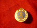 Insigna Spartachiada Tineretului 1956 , metal si email ,d=2cm