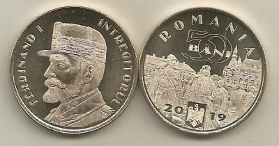 ROMANIA 50 BANI 2019 din fisic UNC - REGELE FERDINAND INTREGIUITORUL foto