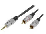 Cablu audio Jack 3,5mm la RCA x2, 1,8m, negru