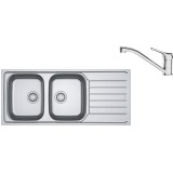 Pachet chiuveta bucatarie inox Franke SKX 621DR, dreptunghiulara, 2 cuve si picurator pe partea dreapta, 116x50x14 cm, adancime cuva 14 cm + Baterie B