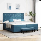 Cumpara ieftin Pat cu arcuri cu saltea Albastru inchis 200 x 200 cm Catifea