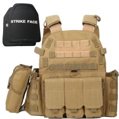 Set Vesta Tactica Reglabila + 2 Placi Balistice NIJ IV, Linovit&reg;, pentru Airsoft, Paintball, Tir sportiv, Outdoor, Vanatoare, Material Oxford 600D, Si