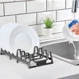 Suport uscător veselă din plastic, Antracit, 29x14cm, 7 spații pentru farfurii, CMCLASS