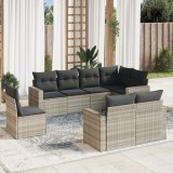 Cumpara ieftin Gossi set mobilier de gradina cu perne, 8 piese gri deschis poliratan