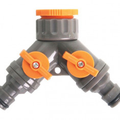 Conector cu 2 cai robinet 1/2&quot; 3/4&quot; furtun 1/2&quot; Top Garden