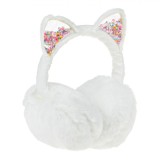 Aparatori Urechi Fete, Model Urechi 3D, Blană Albă, Confetti Multicolor, Perle Roz, Oem