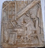 Basorelief Vintage "&Icirc;nvățatul" - Stil Carl Spitzweg / Vintage Wall Relief "The Scholar", Portrete, Fresca, Altul, ART