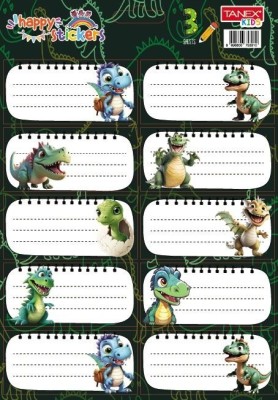 Set etichete școlare Tanex tls-801, Dino. 30 buc/set foto