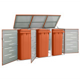 Gossi magazie pentru trei pubele, 207x77,5x112,5 cm, otel inoxidabil