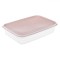 Caserolă Alimentară, Model 2.1L, Capac Powder Pink, Plastic, Potrivită pentru Mașina de Spălat Vase și Cuptorul cu Microunde